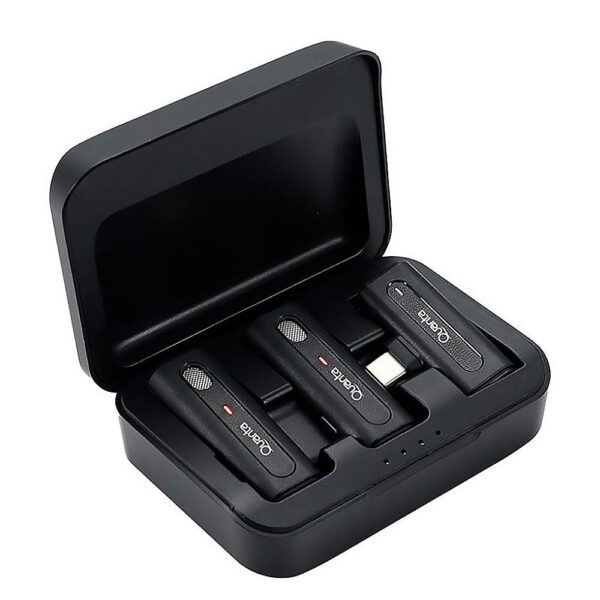 Micrófono Quanta QTMDM20 Wireless para Smartphone Type-C + Adaptador lightning Negro