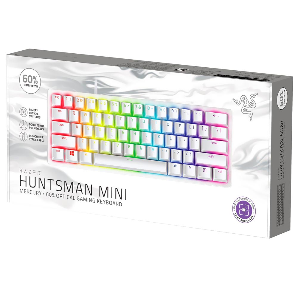 Teclado Gamer Razer Huntsman Mini Optical USB RGB Inglés Blanco (RZ03-03390400-R3M1)