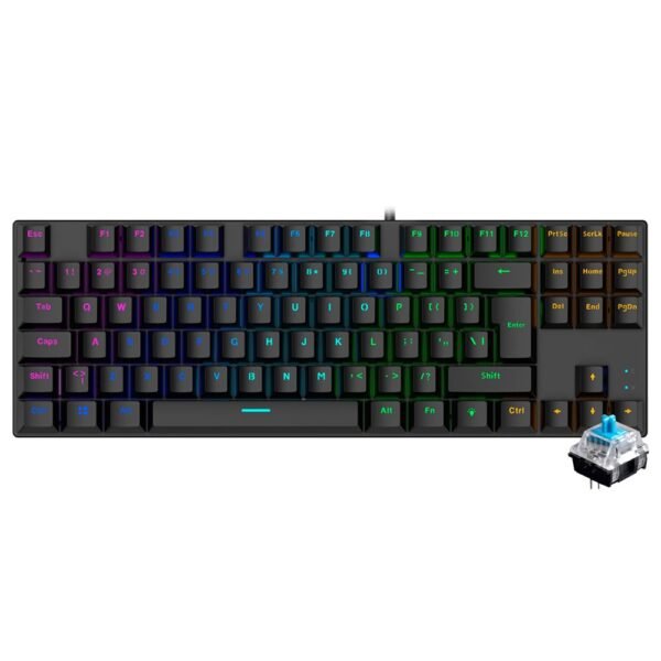 Teclado Gamer Mecánico SATELLITE Gk-51 USB RGB Inglés-Negro