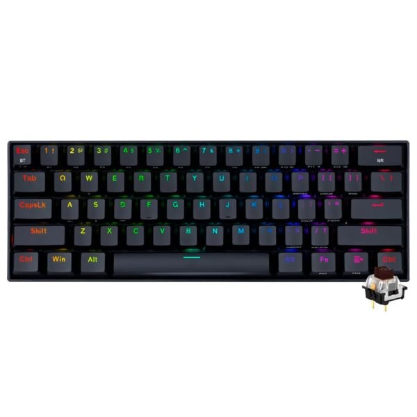 Teclado Gamer Mecánico REDRAGON K530RGB-Pro Draconic Pro Wireless Brown Inglés-Negro