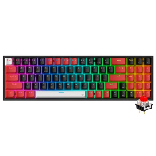 Teclado Gamer Mecánico REDRAGON K628RGB-Pro-Brw Pollux Pro Red Inglés-Negro