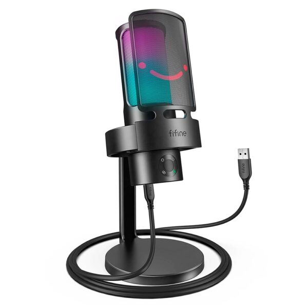 Micrófono Fifine A8 Plus Ampligame Condenser Cardioid RGB Negro