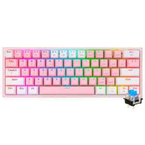 Teclado Gamer Mecánico Redragon K617-R Fizz Rainbow Mini USB RGB Blue Inglés - Rosa Blanco