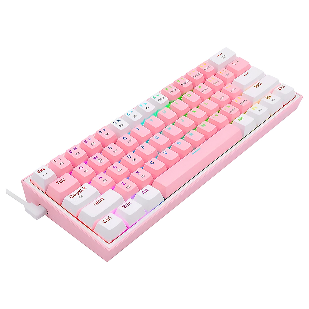 Teclado Gamer Mecánico Redragon K617-R Fizz Rainbow Mini USB RGB Blue Inglés - Rosa Blanco