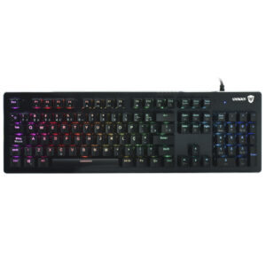 Teclado Gamer Mecánico Satellite GK-301 USB RGB Blue Portugués Negro