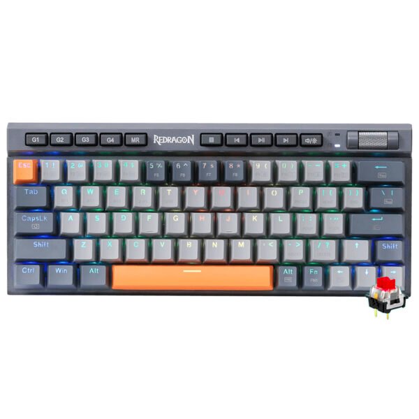 Teclado Gamer Mecánico REDRAGON K634GG-RGB-Pro Traric Pro Wireless RGB Red Inglés-Gris