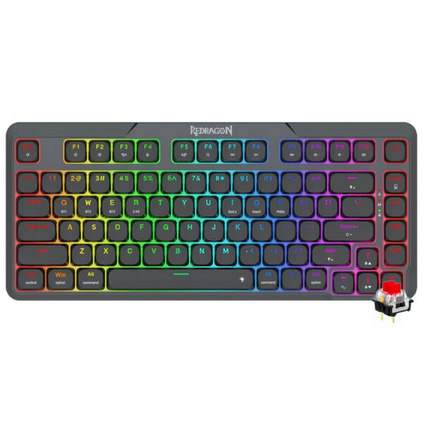 Teclado Gamer REDRAGON K706RGB-Pro Aether Pro Wireless RGB Red Inglés-Negro