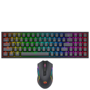 Teclado Gamer Mecánico Redragon S136 Combo Wireless RGB RED Inglés Negro