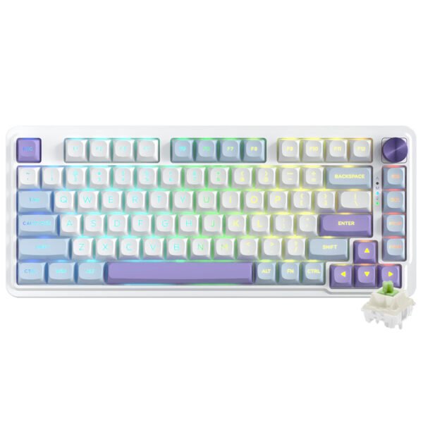 Teclado Gamer Mecánico Redragon K673WBP-RGB-MAX Ucal Max Mini Wireless RGB Green Inglés Blanco Azul