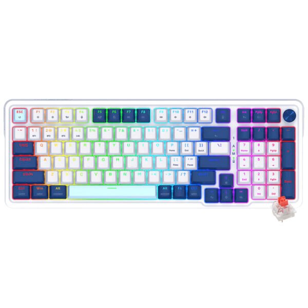 Teclado Gamer Mecánico REDRAGON K686WB-RGB-Pro Eisa Wireless RGB Red Inglés-Blanco Azul