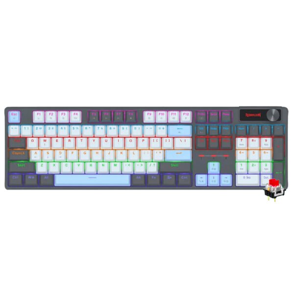 Teclado Gamer Mecánico Redragon K718GB-R Caesura USB LED Rainbow Inglés Negro Gris