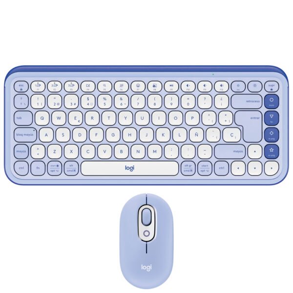 Teclado+mouse LOGITECH Pop Icon Combo Bluetooth Español-Morado (920-013054)