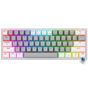 Teclado Gamer Mecánico Redragon K617-R Fizz Rainbow Mini USB RGB Blue Inglés Gris Blanco