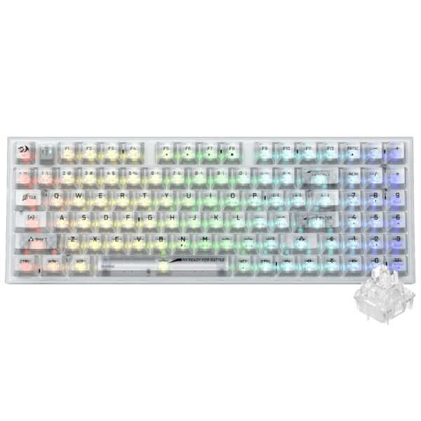 Teclado Gamer Mecánico REDRAGON K658CT-RGB-Pro Irelia Pro Wireless RGB Inglés-Transparente