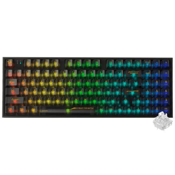 Teclado Gamer Mecánico Redragon K658CTB-RGB-PRO Irelia Pro Wireless RGB Inglés Negro Transparente