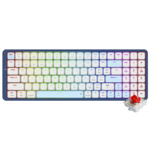 Teclado Gamer Mecánico Redragon K684WB-RGB-PRO Eva Pro Wireless RGB Inglés Blanco Azul