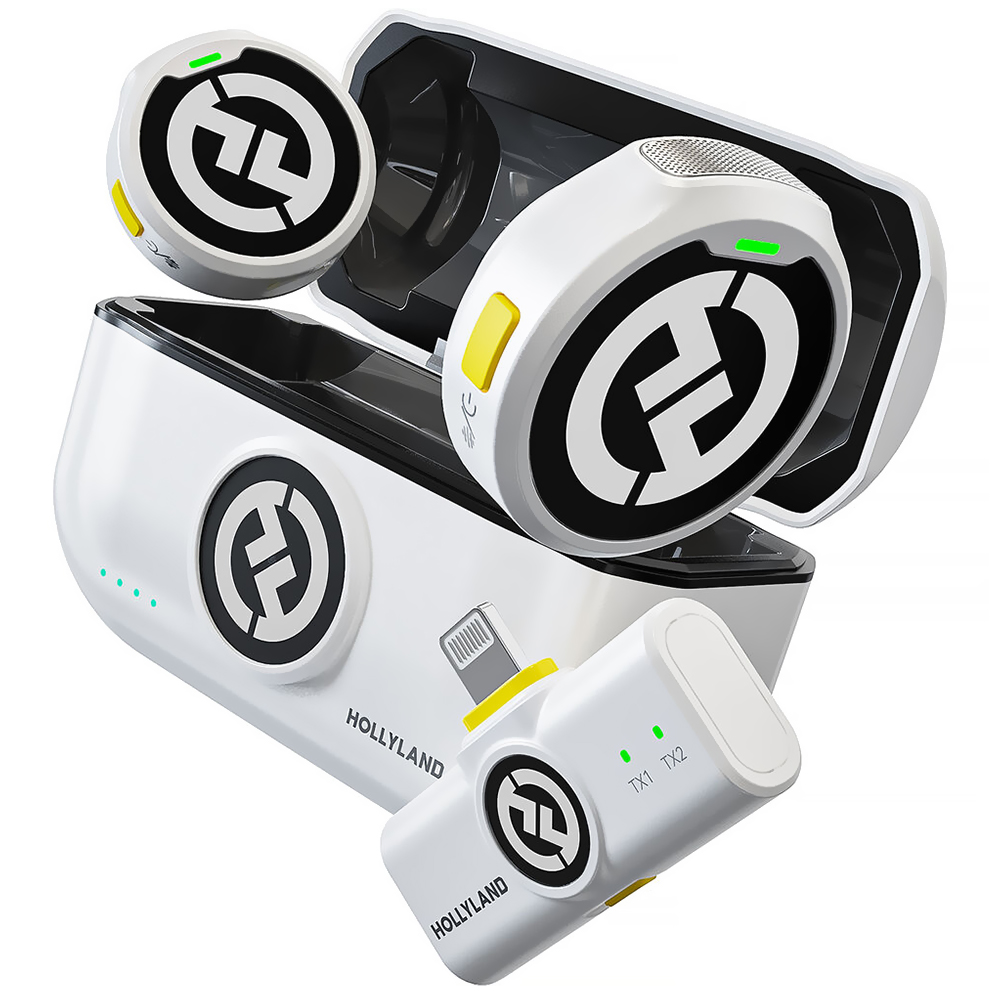 Micrófono Hollyland Lark M2 Lavalier Duo Wireless Lightning - Ivory Blanco