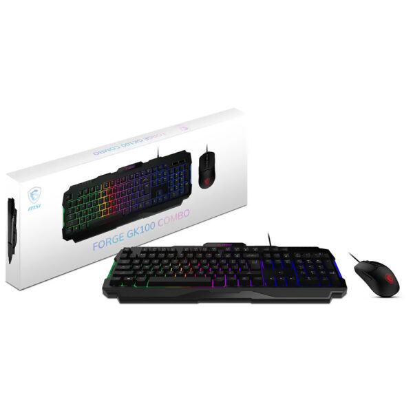 Teclado + Mouse MSI Forge GK100 Combo USB RGB Español Negro