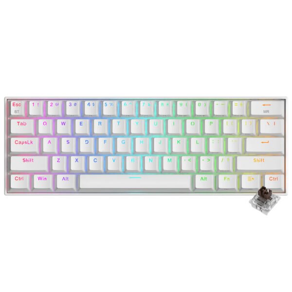 Teclado Gamer Mecánico Redragon K530W-RGB-PRO Draconic Pro Wireless RGB Brown Inglés Blanco