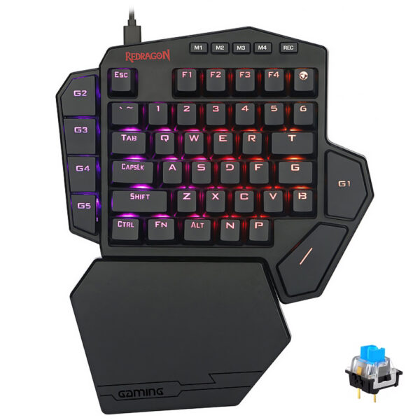 Teclado Gamer Mecânico Redragon K585RGB Diti USB RGB Blue Inglés - Negro