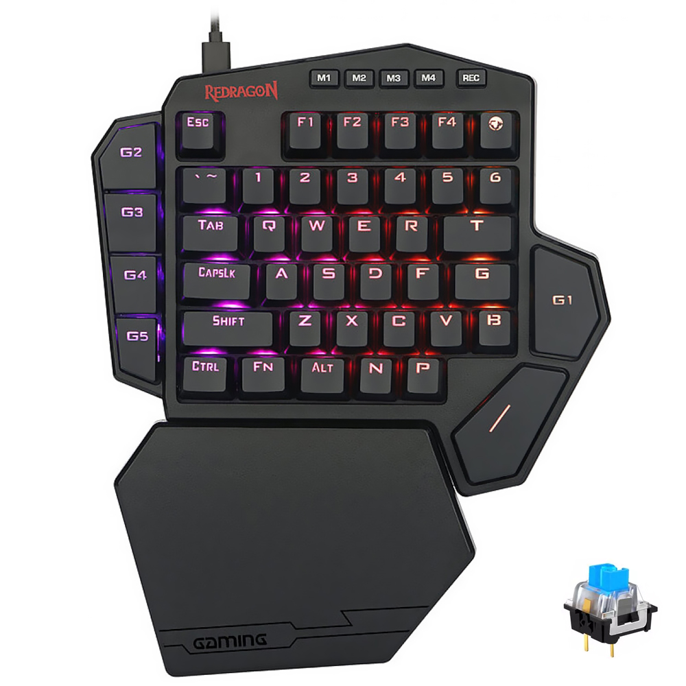 Teclado Gamer Mecânico Redragon K585RGB Diti USB RGB Blue Inglés Negro