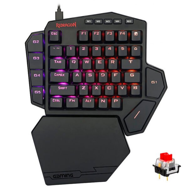 Teclado Gamer Mecânico Redragon K585RGB Diti USB RGB RED Inglés - Negro