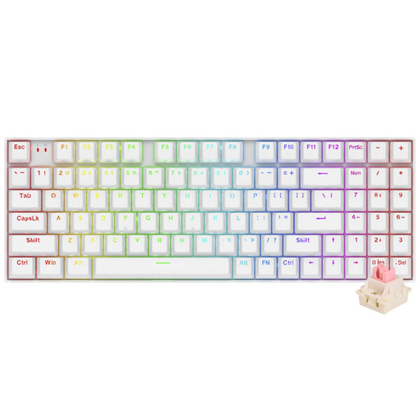 Teclado Gamer Redragon K736W-PRO-M Nephrite Pro Wireless RGB Inglés Blanco