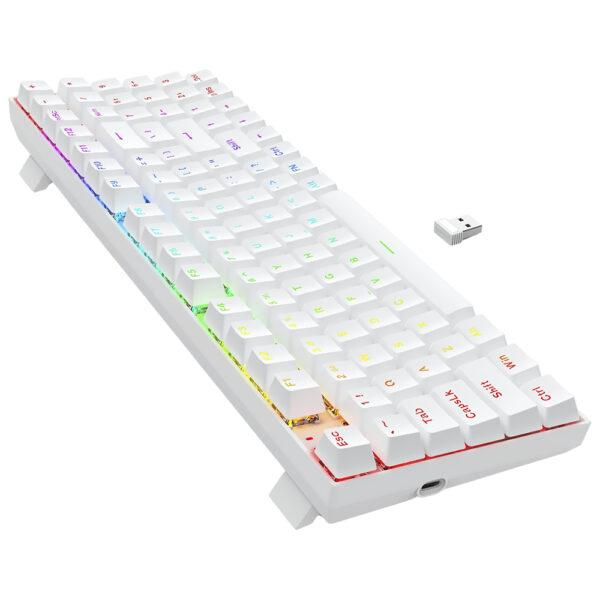 Teclado Gamer Redragon K736W-PRO-M Nephrite Pro Wireless RGB Inglés Blanco