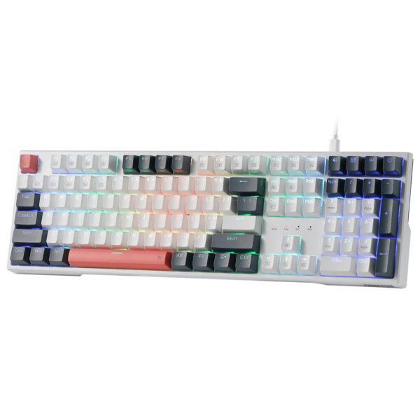 Teclado Gamer Mecánico REDRAGON K668WBO-RGB Trundle USB RGB Red Inglés-Blanco