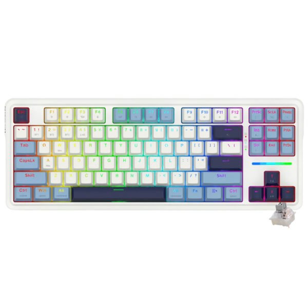 Teclado Gamer Mecánico REDRAGON K728WBB-RGB-Pro Antonium Pro Wireless RGB Inglés-Blanco