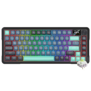 Teclado Gamer Mecánico Redragon K724GBG-RGB-PRO Behemoth Pro Wireless RGB Inglés Azul Negro