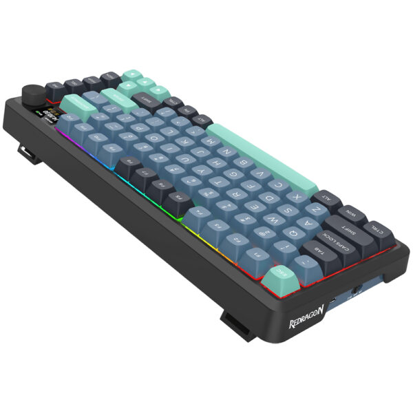 Teclado Gamer Mecánico Redragon K724GBG-RGB-PRO Behemoth Pro Wireless RGB Inglés Azul Negro