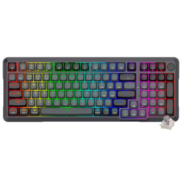 Teclado Gamer Mecánico Redragon K688GB-RGB-PRO Bragi Pro Wireless RGB Inglés Negro