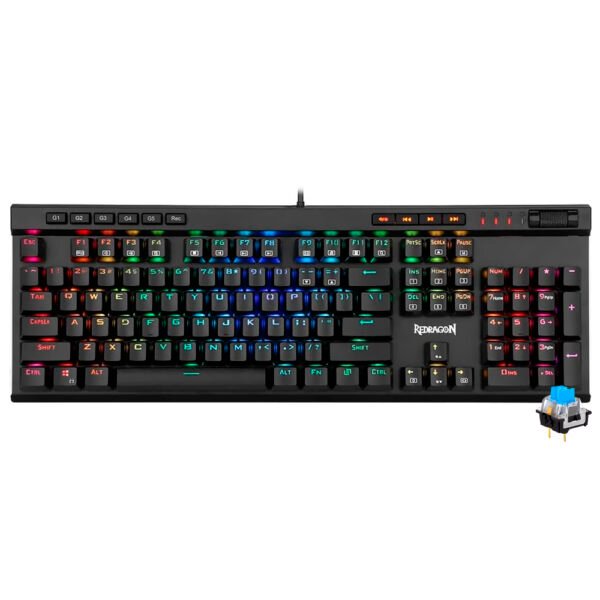 Teclado Gamer Mecánico Redragon K580RGB Vata USB RGB Blue Inglés Negro