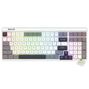 Teclado Gamer Mecánico Redragon K656WGB-RGB-PRO Garen Pro Wireless RGB Mint Mambo Inglés Blanco Gris
