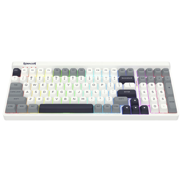 Teclado Gamer Mecánico Redragon K656WGB-RGB-PRO Garen Pro Wireless RGB Mint Mambo Inglés Blanco Gris