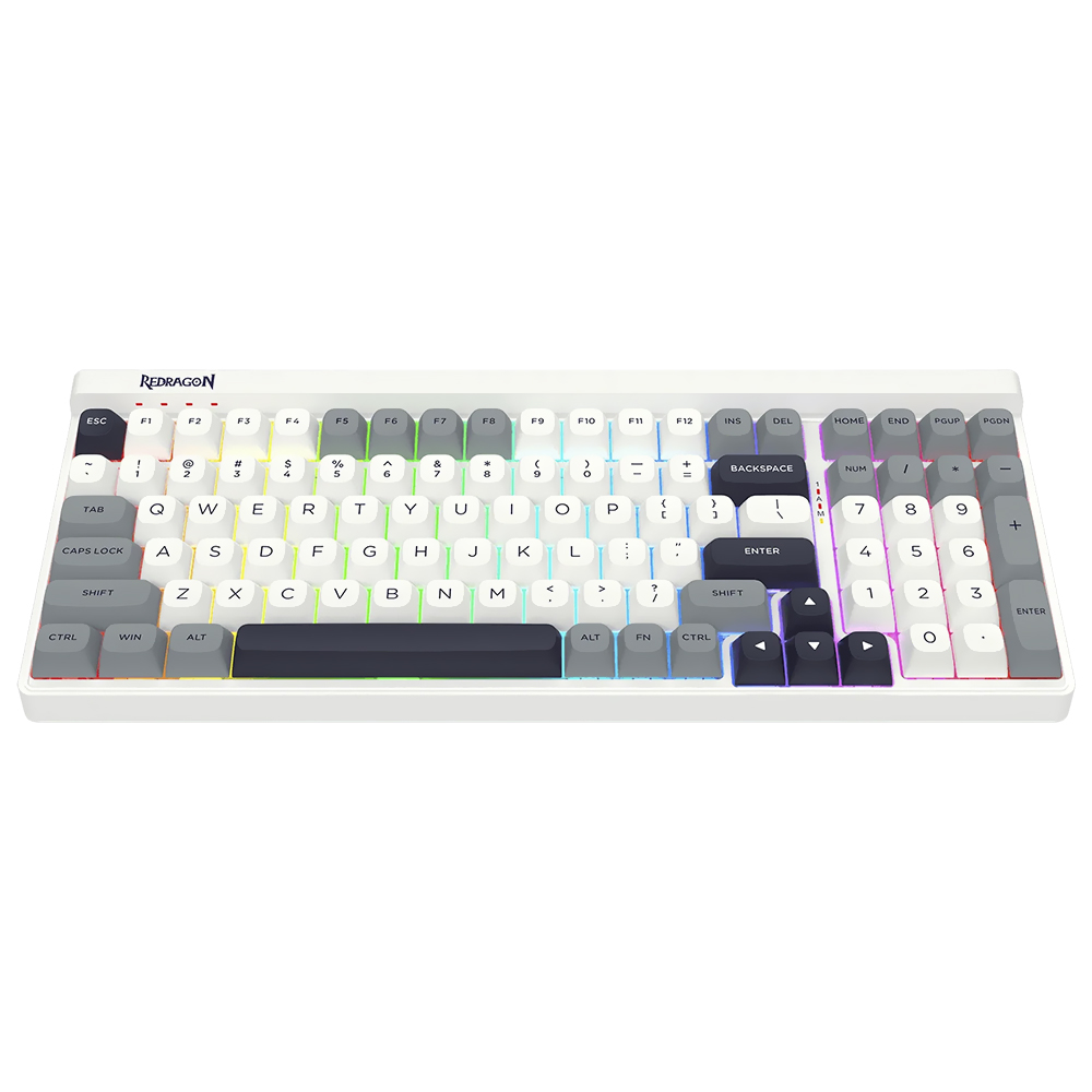 Teclado Gamer Mecánico Redragon K656WGB-RGB-PRO Garen Pro Wireless RGB Mint Mambo Inglés Blanco Gris
