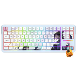 Teclado Gamer Mecánico Redragon K728AK-RGB-PRO Antonium Pro Wireless RGB Inglés Azul