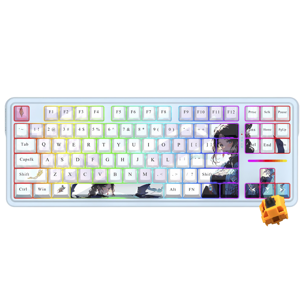 Teclado Gamer Mecánico Redragon K728AK-RGB-PRO Antonium Pro Wireless RGB Inglés Azul