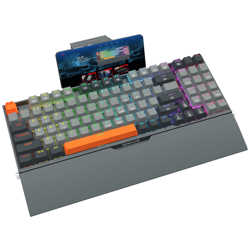 Teclado Gamer Mecánico Redragon K648GG-RGB Olaf Wireless RGB Red Inglés Gris