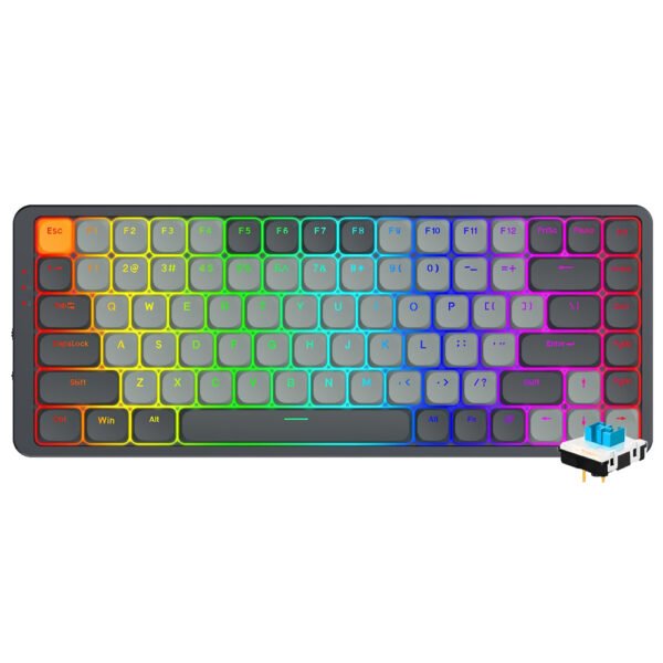 Teclado Gamer Mecánico REDRAGON K652GG-RGB-Pro Azure Wireless RGB Blue Inglés-Gris
