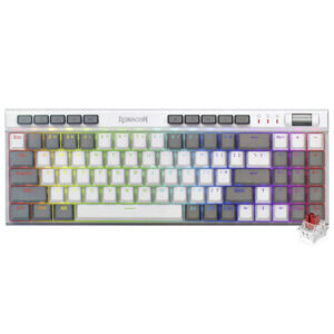 Teclado Gamer Mecánico Redragon K655WG-RGB Magic Wand SE USB RGB Red Inglés Blanco Gris