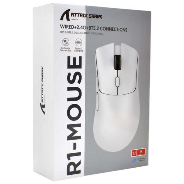 Mouse Gamer Attack Shark R1 1K Wireless / Bluetooth - Rojo