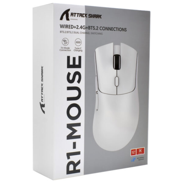 Mouse Gamer Attack Shark R1 1K Wireless / Bluetooth - Blanco