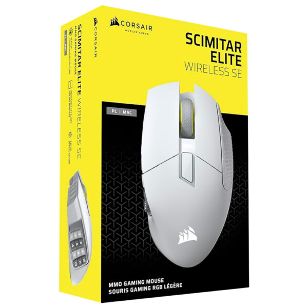Mouse Gamer Corsair Scimitar Elite SE MMO Wireless - Blanco (CH-9314011-WW)