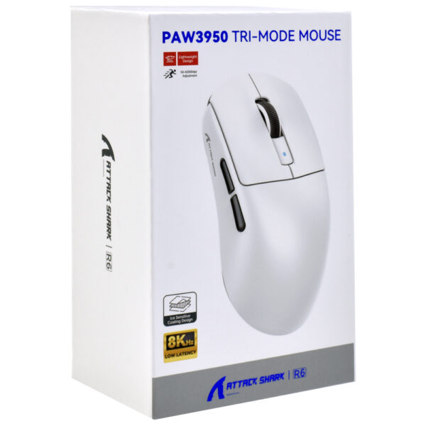 Mouse Gamer Attack Shark R6 Wireless / Bluetooth - Blanco