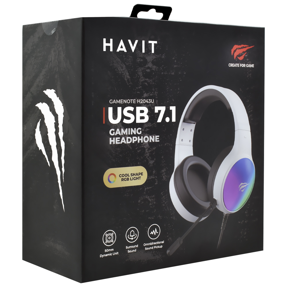 Auricular Gamer Havit H2043U GameNote RGB Con cable - Blanco