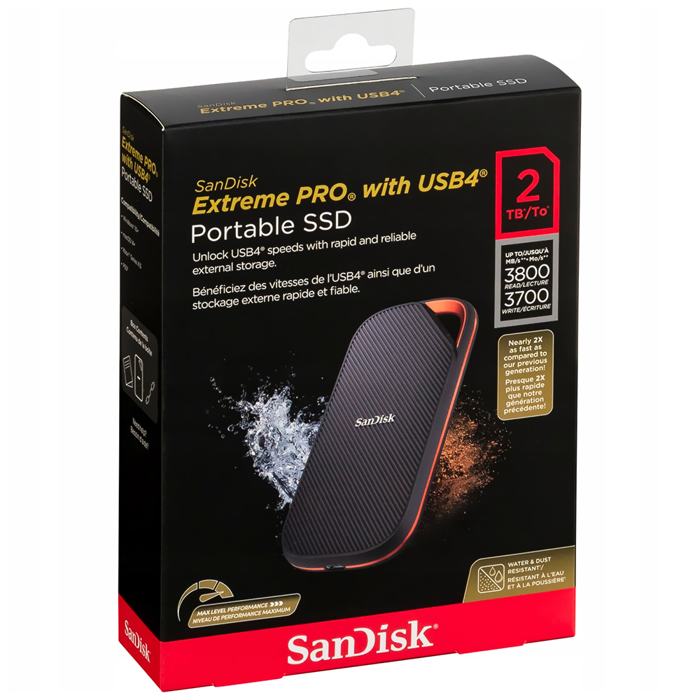 SSD Externo SanDisk 2TB Extrene Pro Portátil / USB-C 3.2 - Negro (SDSSDE82-2T00-G25)