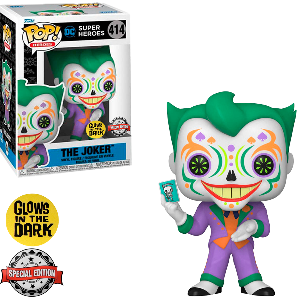 Funko Pop Heroes Dia de Los Dc Exclusive - The Joker 414 (glows In The Dark)