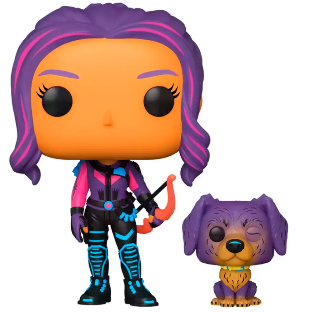Funko Pop Marvel Hawkeye Blacklight Exclusive - Kate Bishop W/lucky The Pizza Dog 1212